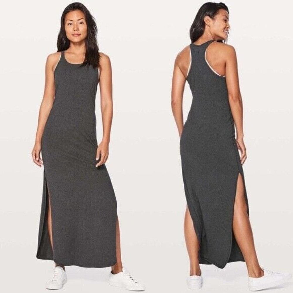 LULULEMON Refresh Maxi Dress II Racer Back Dark Gray Athletic Dress